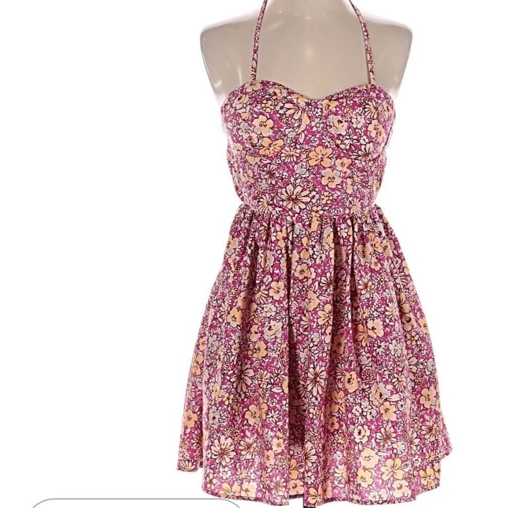 Floral Pink & Cream Spaghetti-Strap Sundress